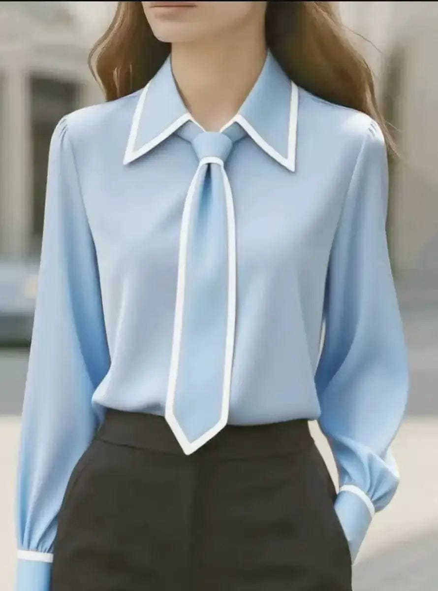 Women’s Collared Neck Long Sleeve Blouse | Tie Neck