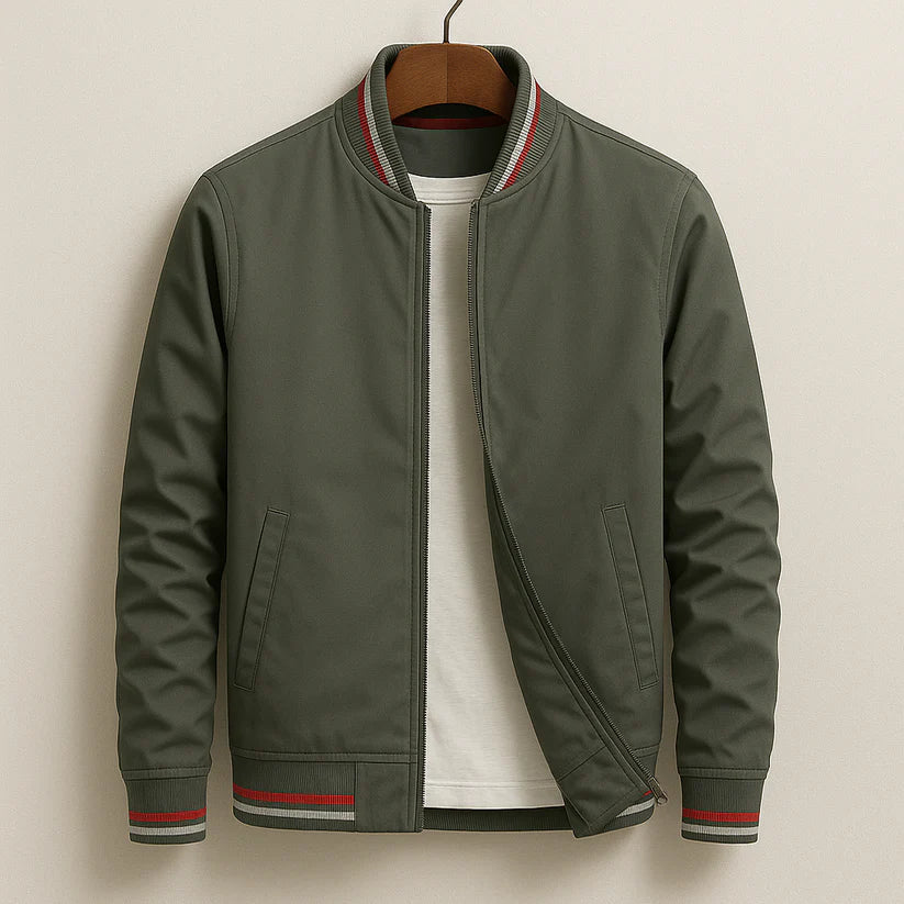 Men's Bomber Jacket | Zip Up Windproof Design