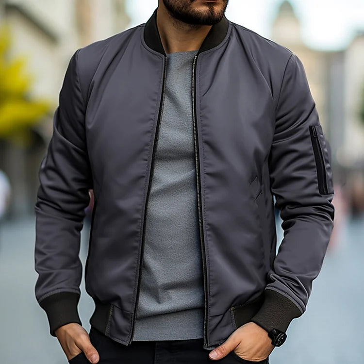 Men’s Bomber Jacket | Modern Aviator Zip-Up Casual Fit