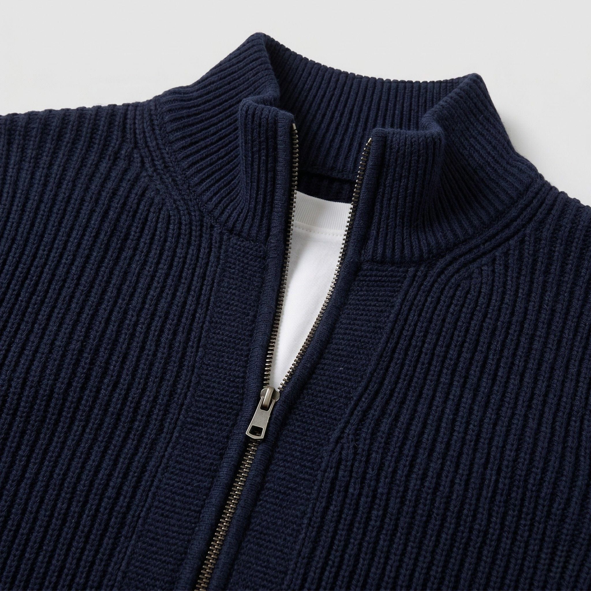 Men's Knit Cardigan | Full Zip & Stand Collar