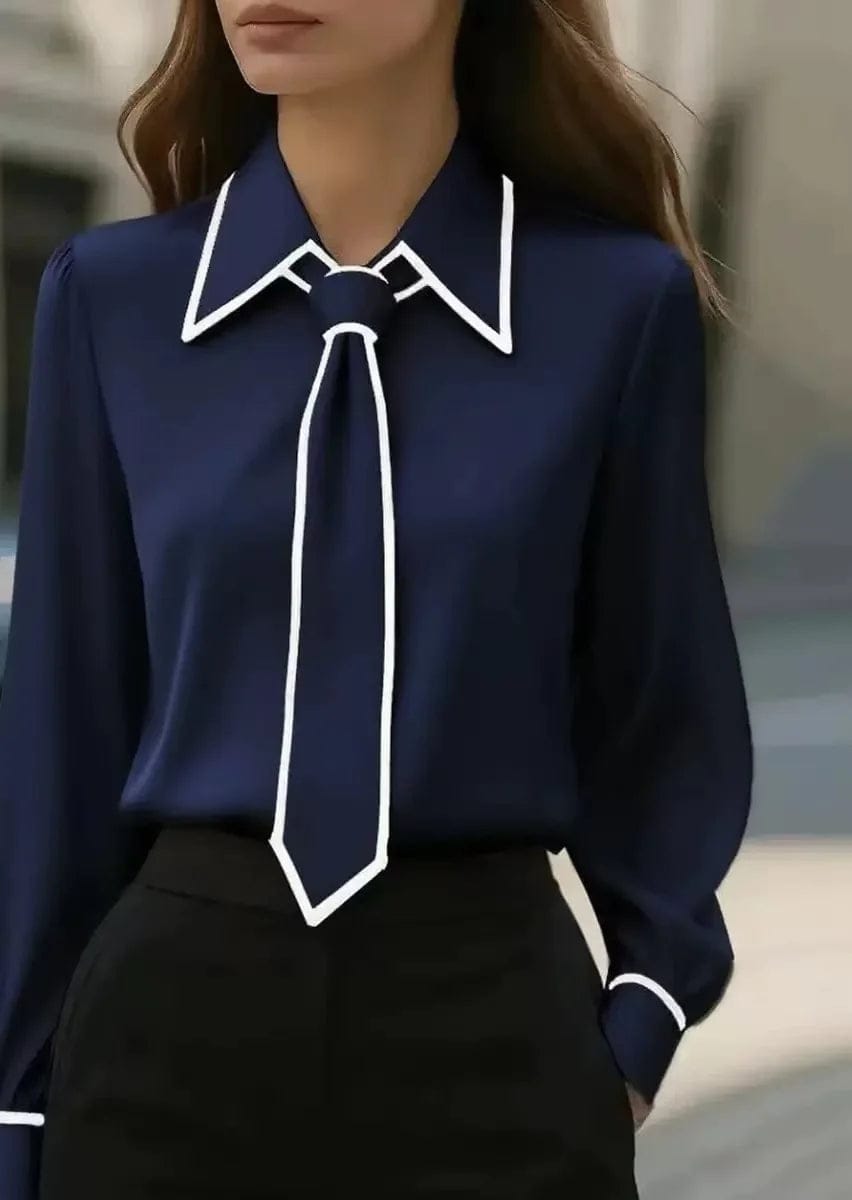 Women’s Collared Neck Long Sleeve Blouse | Tie Neck