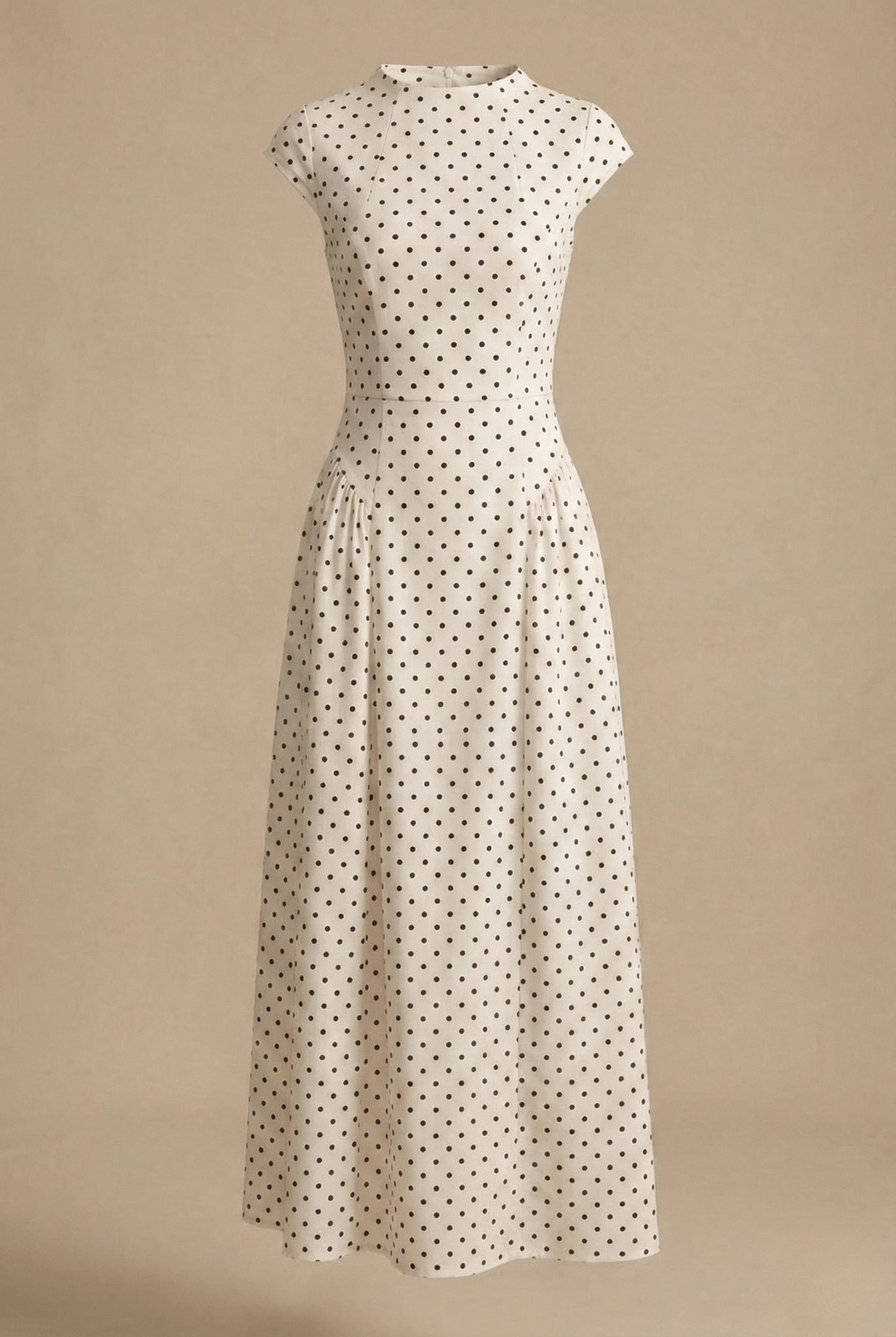 Wedding Guest Dress Women Maxi | Polka Dot Print, Round Neck & Cap Sleeves