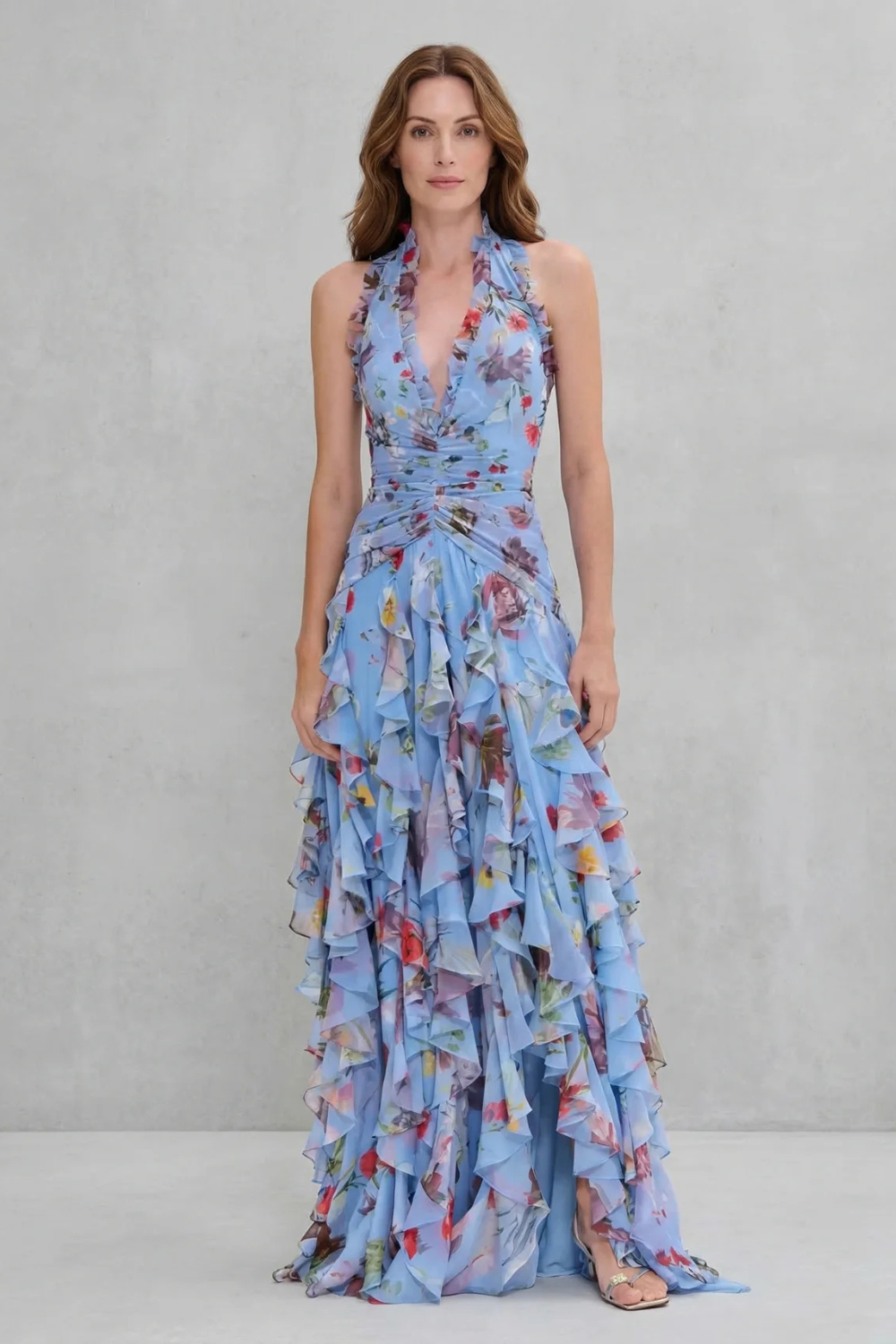 Women's Dress | Ruched Halter Neck Maxi
