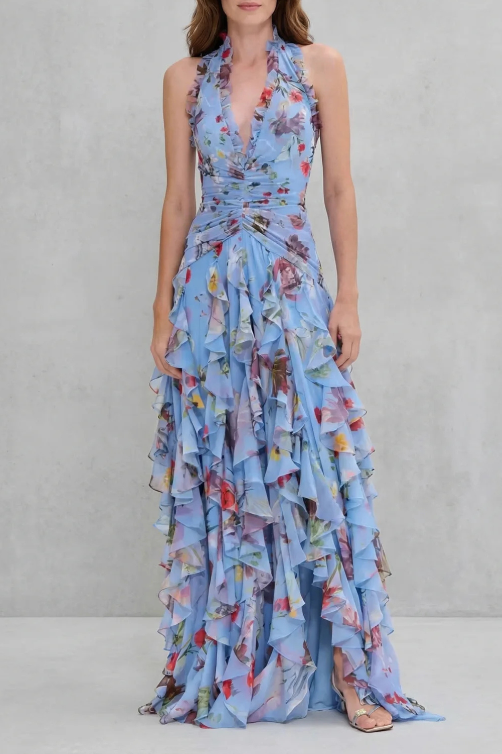 Women's Dress | Ruched Halter Neck Maxi