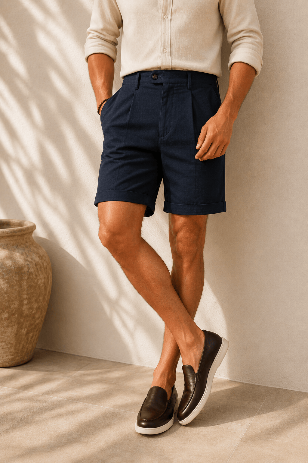 Men's Pleated Straight Leg Summer Shorts | Casual