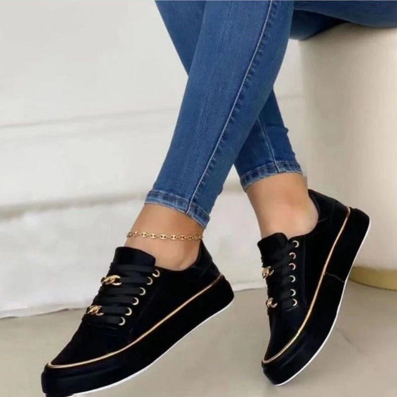 Women's Shoes | Orthopedic Lace-Up with Golden Details