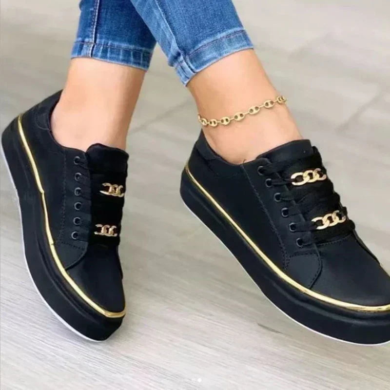 Women's Shoes | Orthopedic Lace-Up with Golden Details