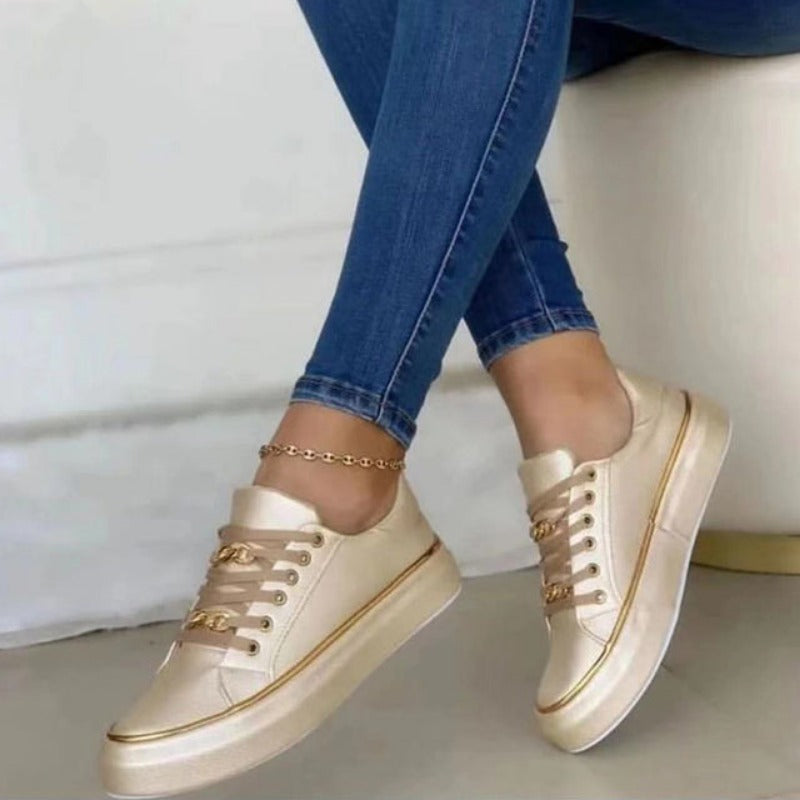 Women's Shoes | Orthopedic Lace-Up with Golden Details