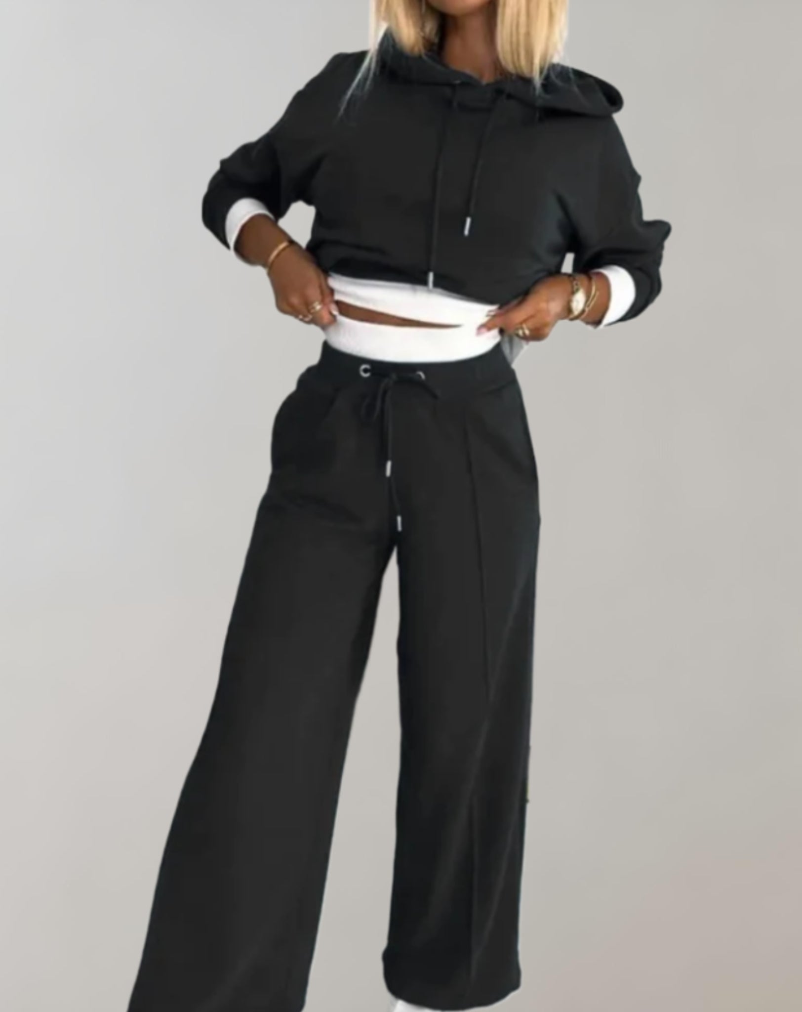 Women’s Hoodie Tracksuit Set | Wide Leg Jogger Co-Ord Loungewear