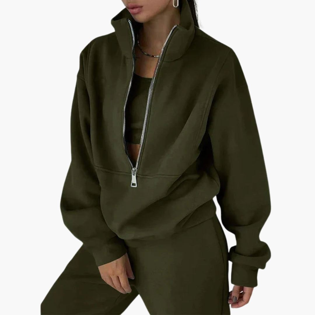 Women’s Tracksuit Set | Half Zip Sweatshirt & High Waisted Joggers