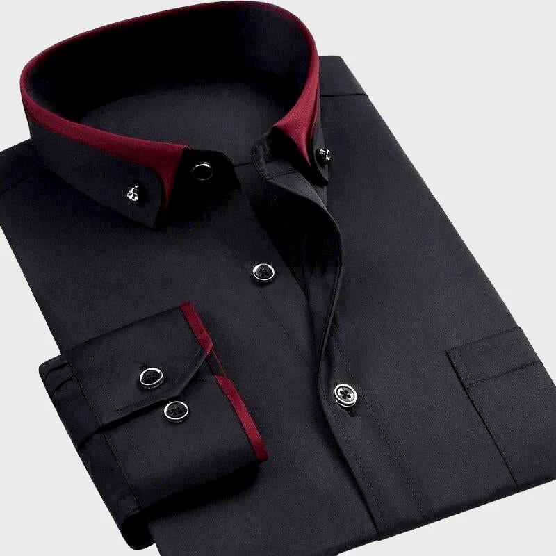 Men’s Contrast Collar Dress Shirt | Long Sleeve Button Up