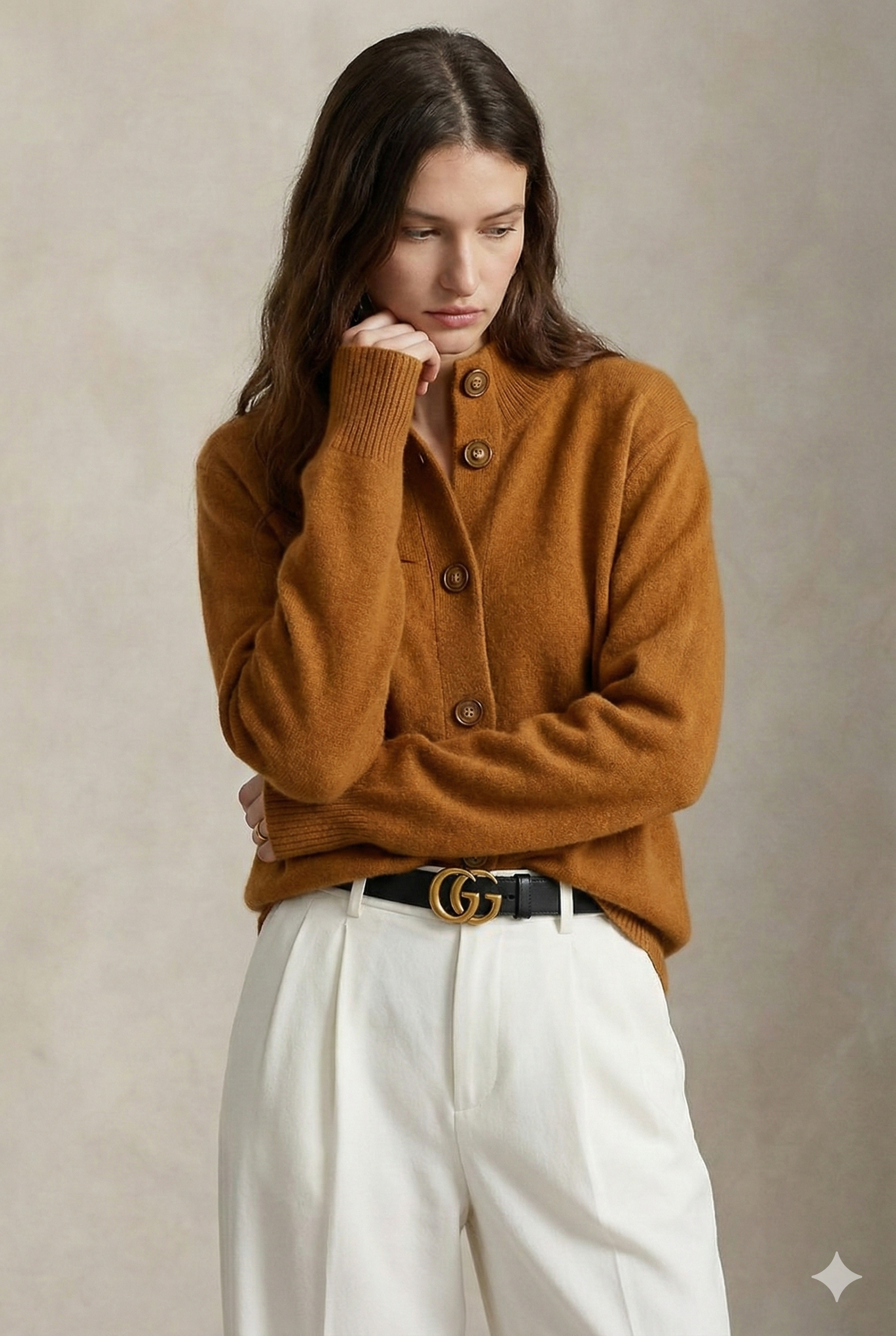 Women’s Button Cardigan | High Neck Knitted