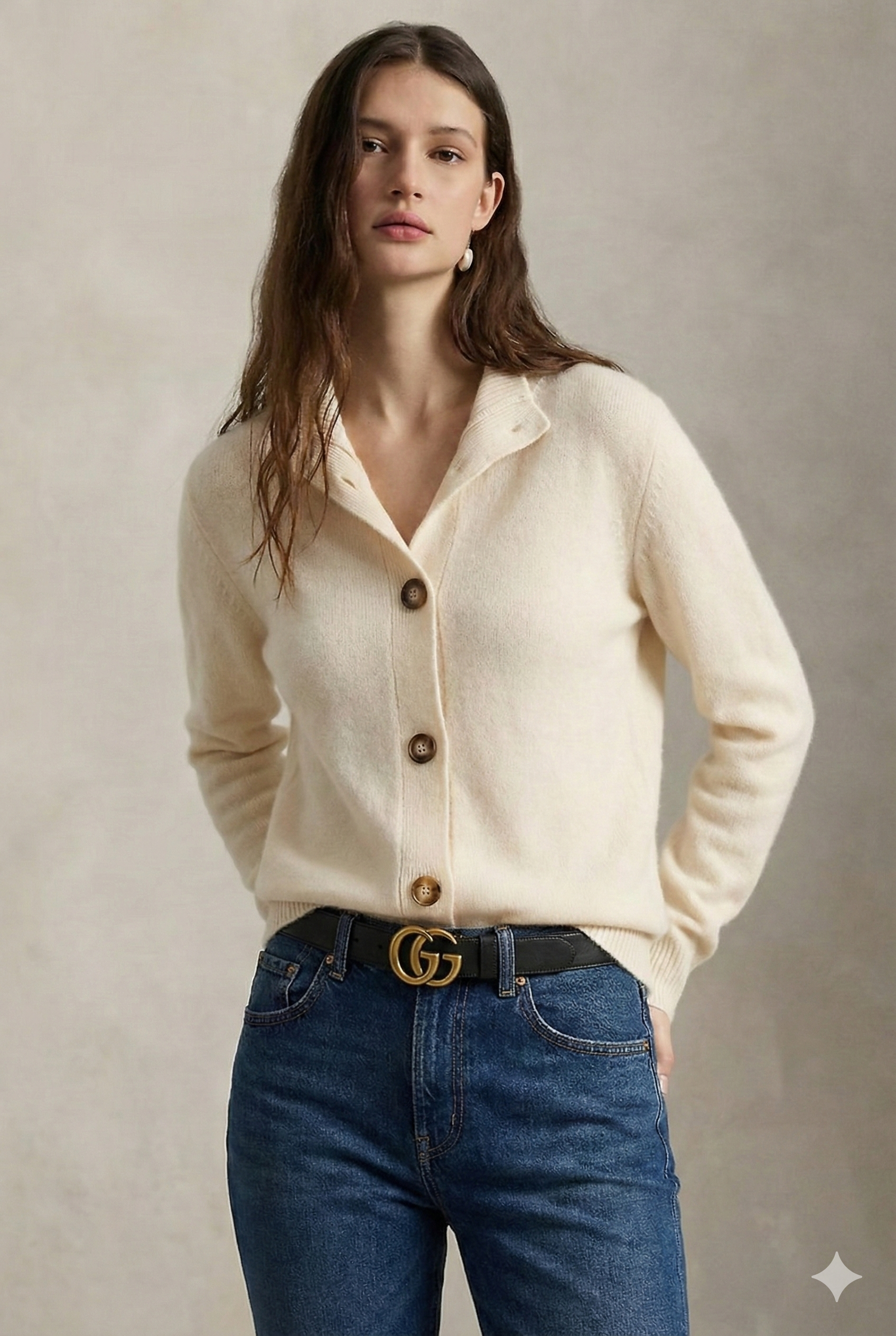 Women’s Button Cardigan | High Neck Knitted
