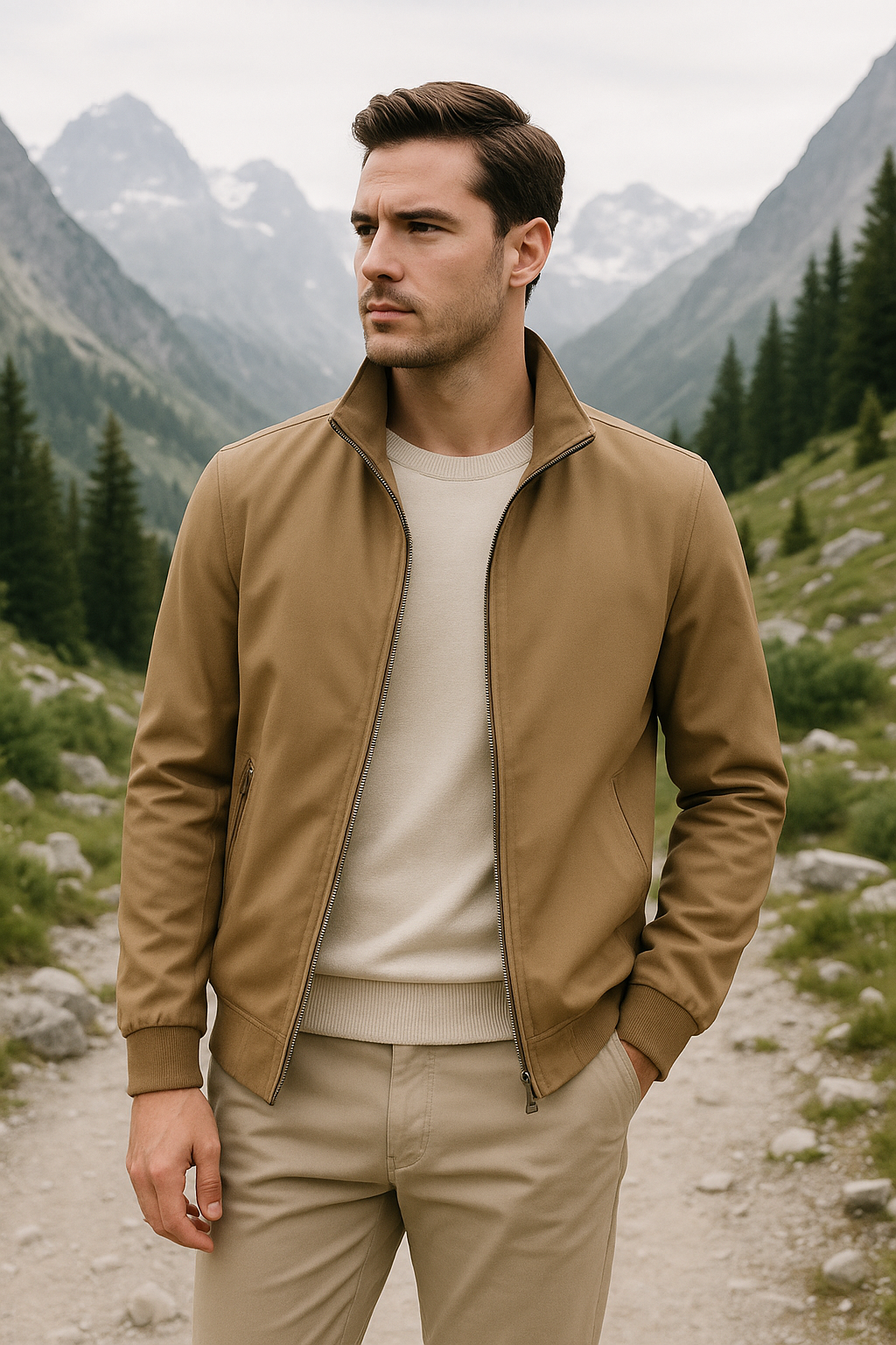 Men's Lightweight Zip Jacket | Windproof Smart Casual Fit