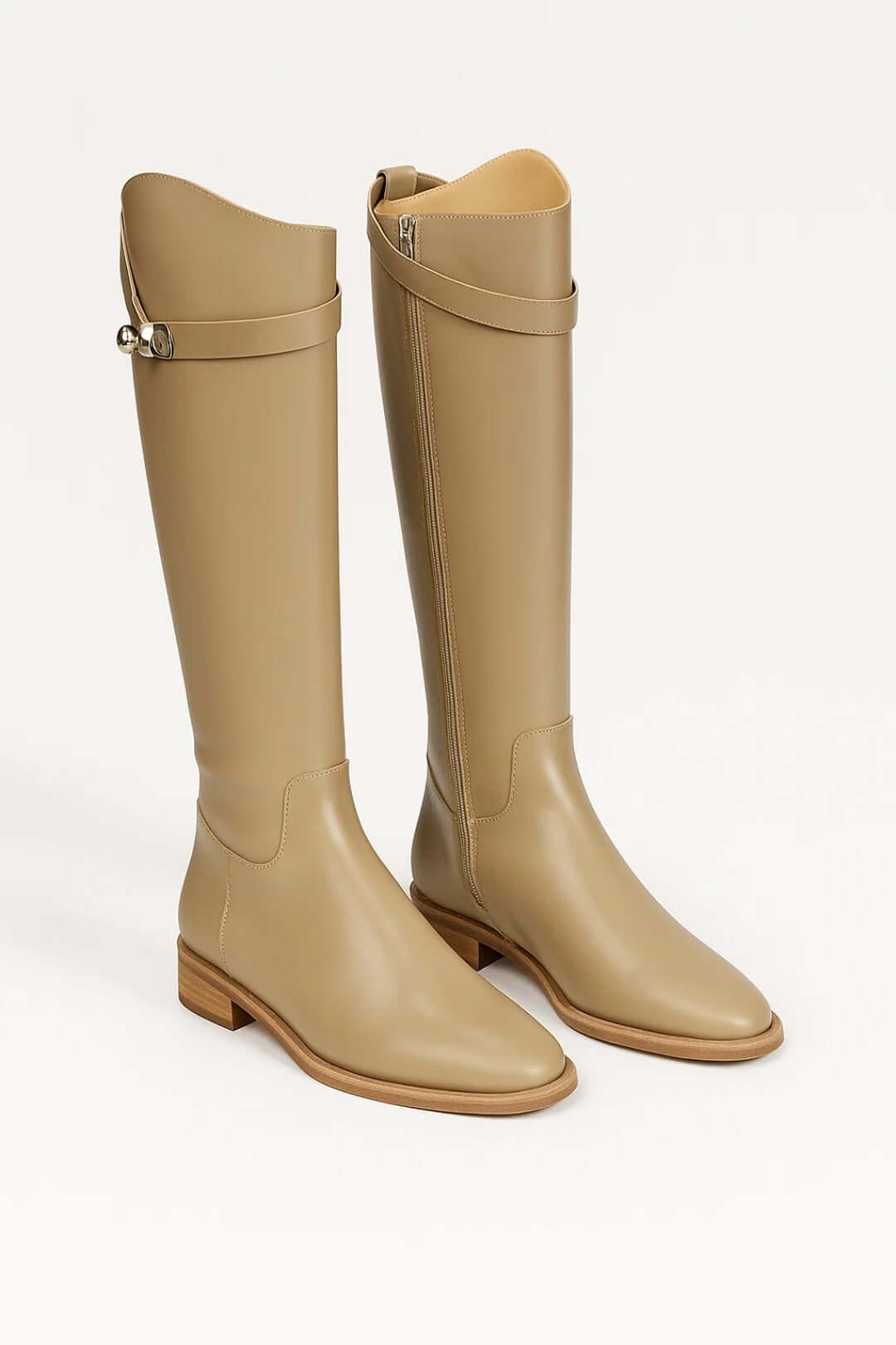 Women's Knee High Boots | Buckle Strap & Block Heel