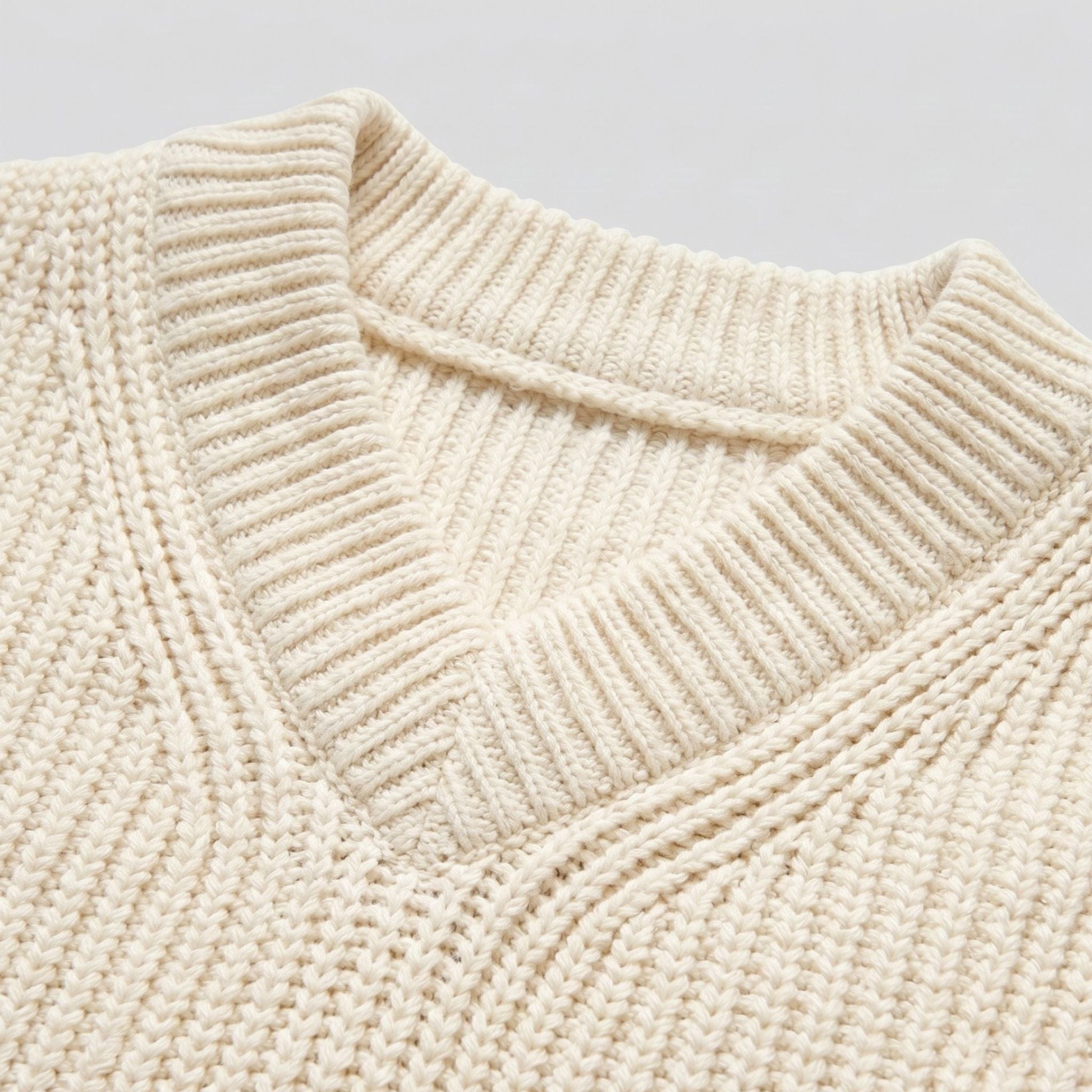 Men's Knitted V-Neck Jumper | Ribbed Trim