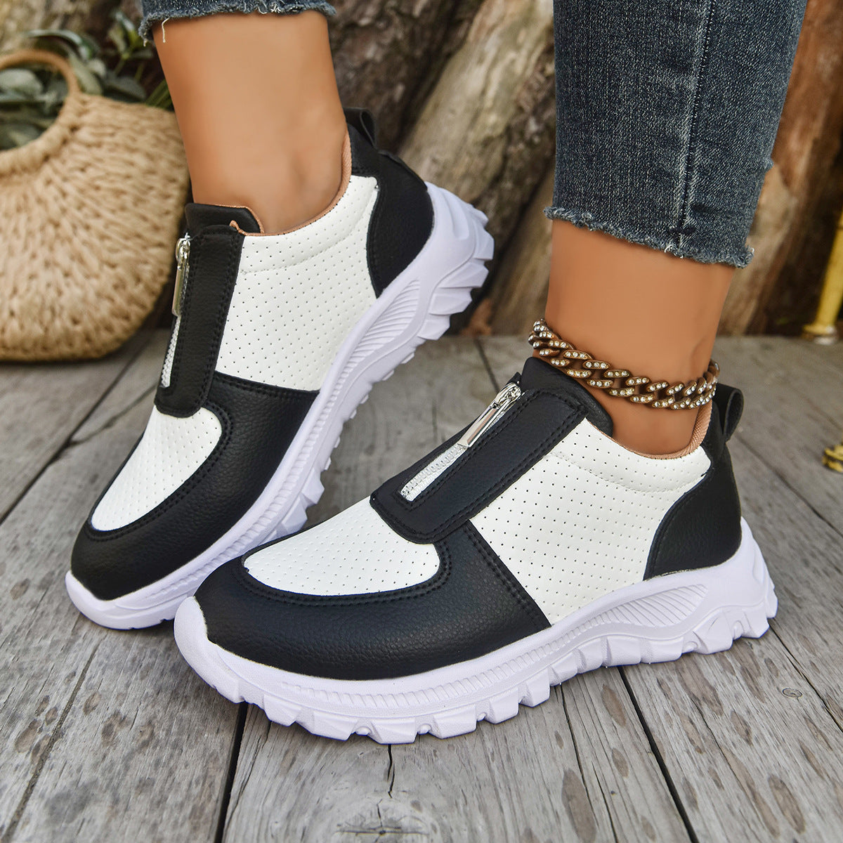 Women’s Zip Platform Sneakers | Cushioned Support Sole