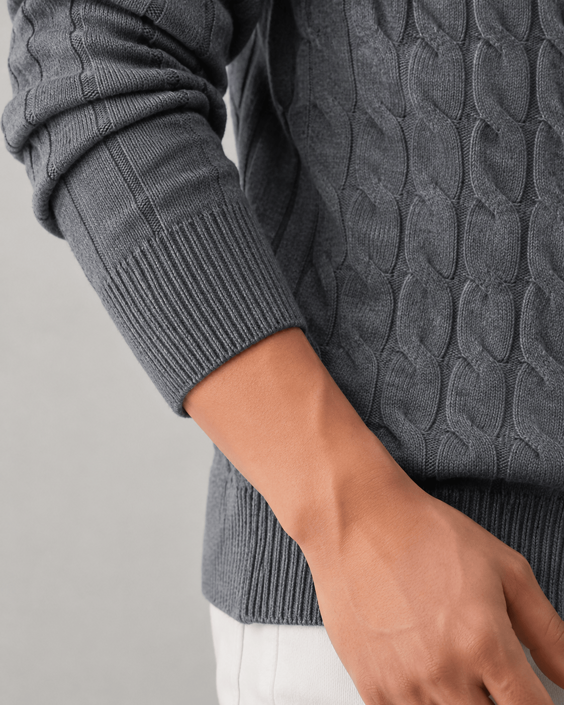 Full-Zip Cable Cardigan for Man with Ribbed Stand Collar and Regular Fit