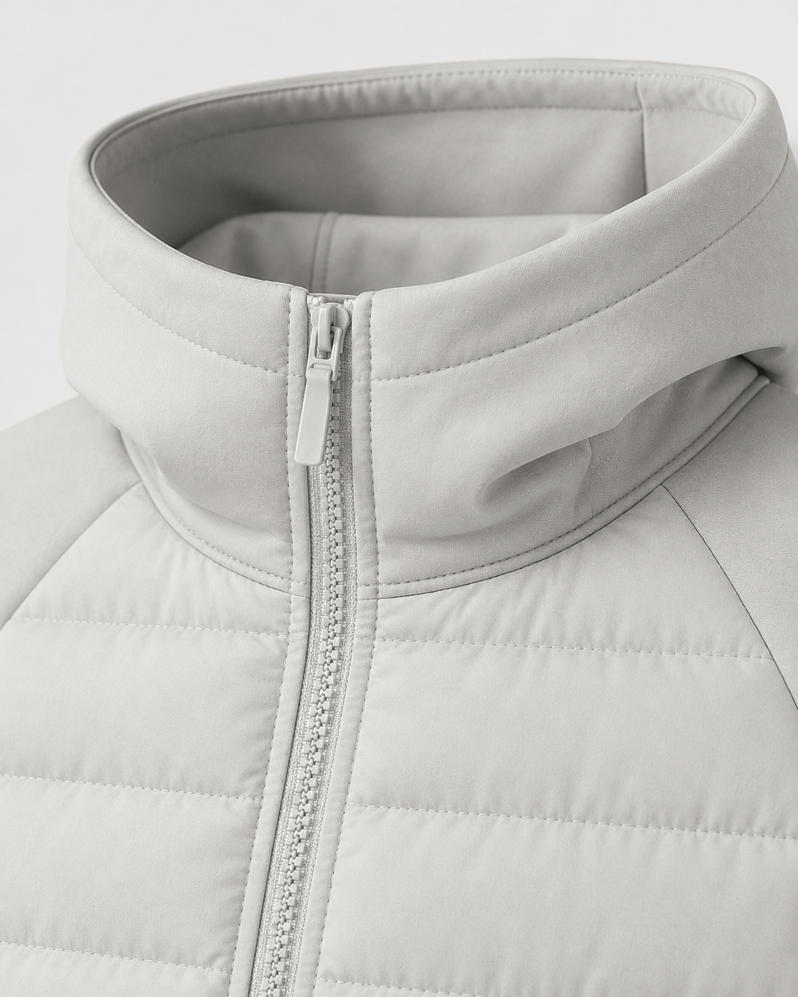 Quilted Full Zip Mens Hoodie with Zip Front Pockets and Ribbed Cuffs