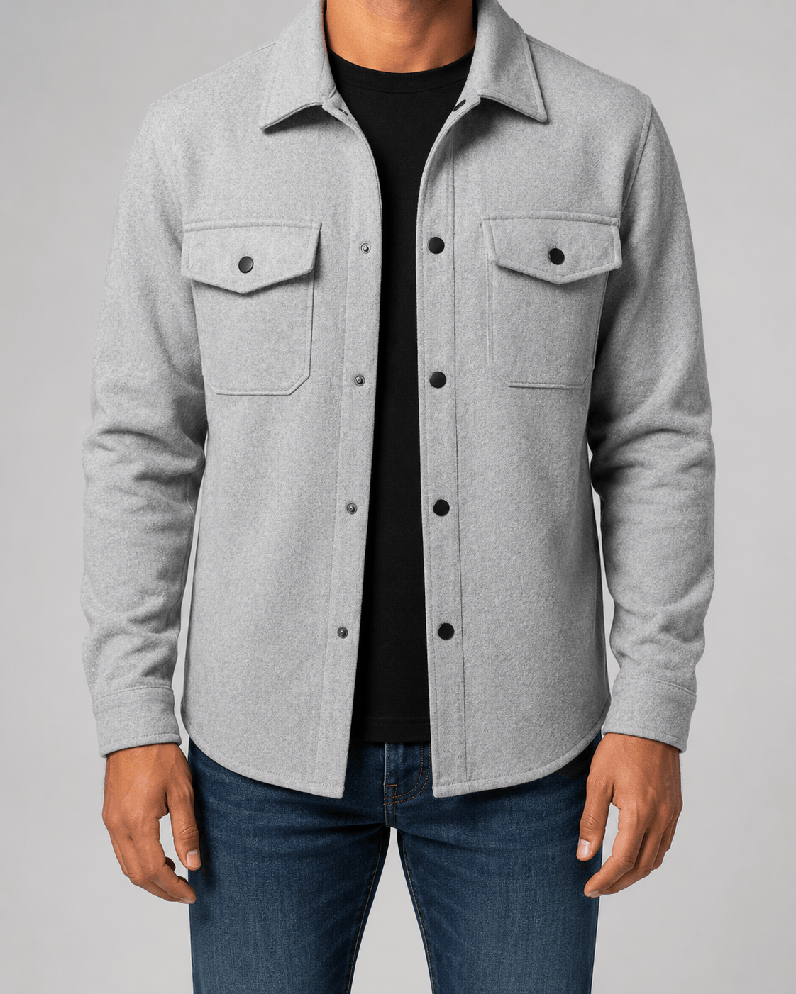 Relaxed Fit Mens Shirts Overshirt Jacket with Button Front and Flap Chest Pockets