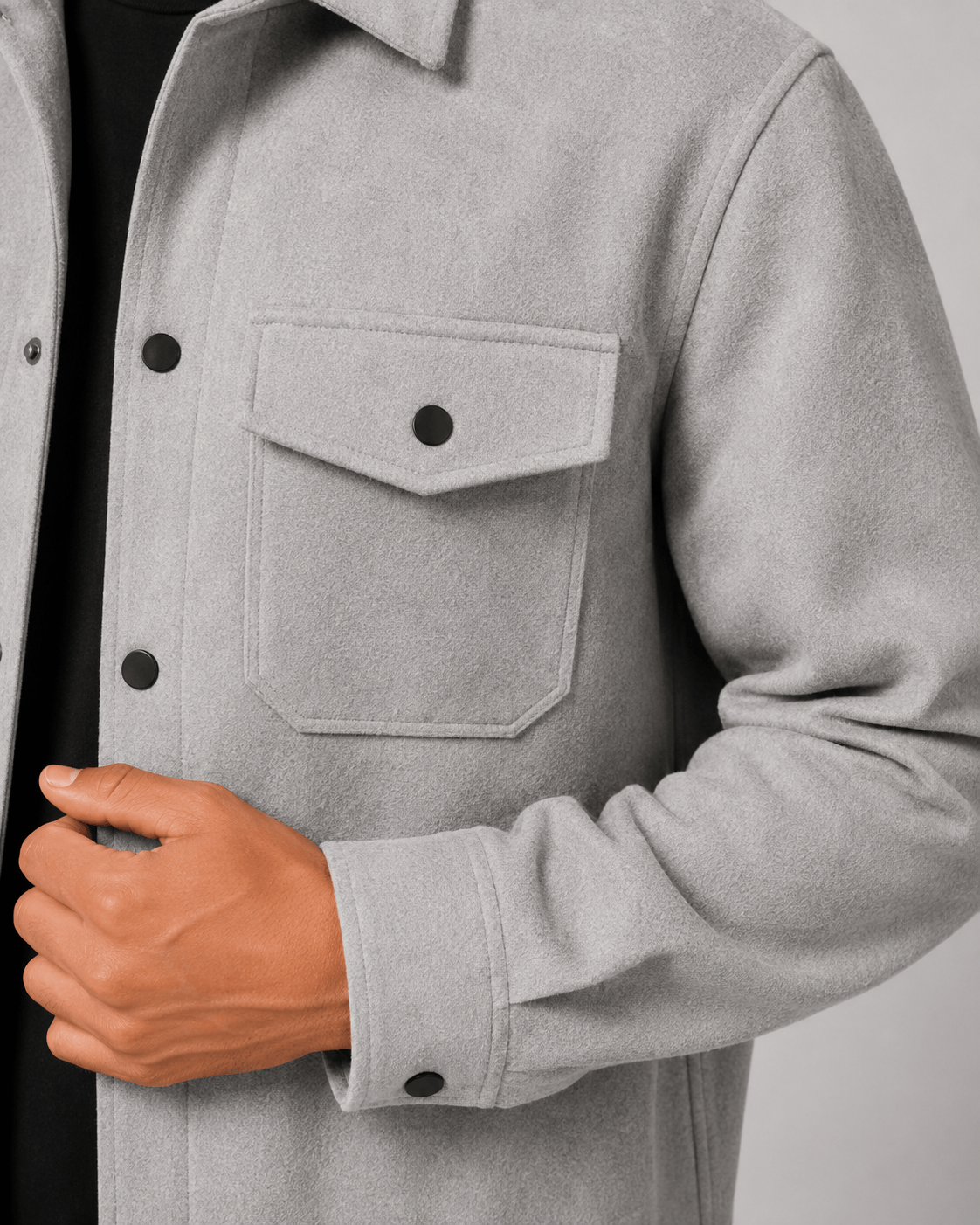 Relaxed Fit Mens Shirts Overshirt Jacket with Button Front and Flap Chest Pockets