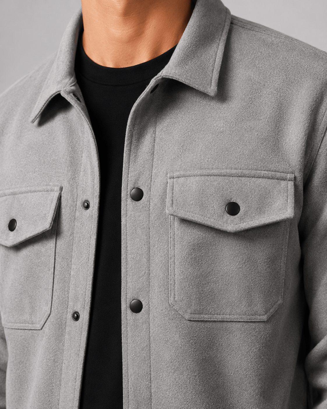 Relaxed Fit Mens Shirts Overshirt Jacket with Button Front and Flap Chest Pockets
