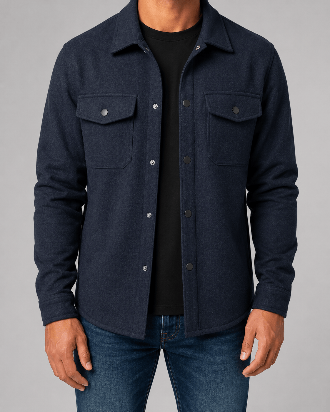 Relaxed Fit Mens Shirts Overshirt Jacket with Button Front and Flap Chest Pockets