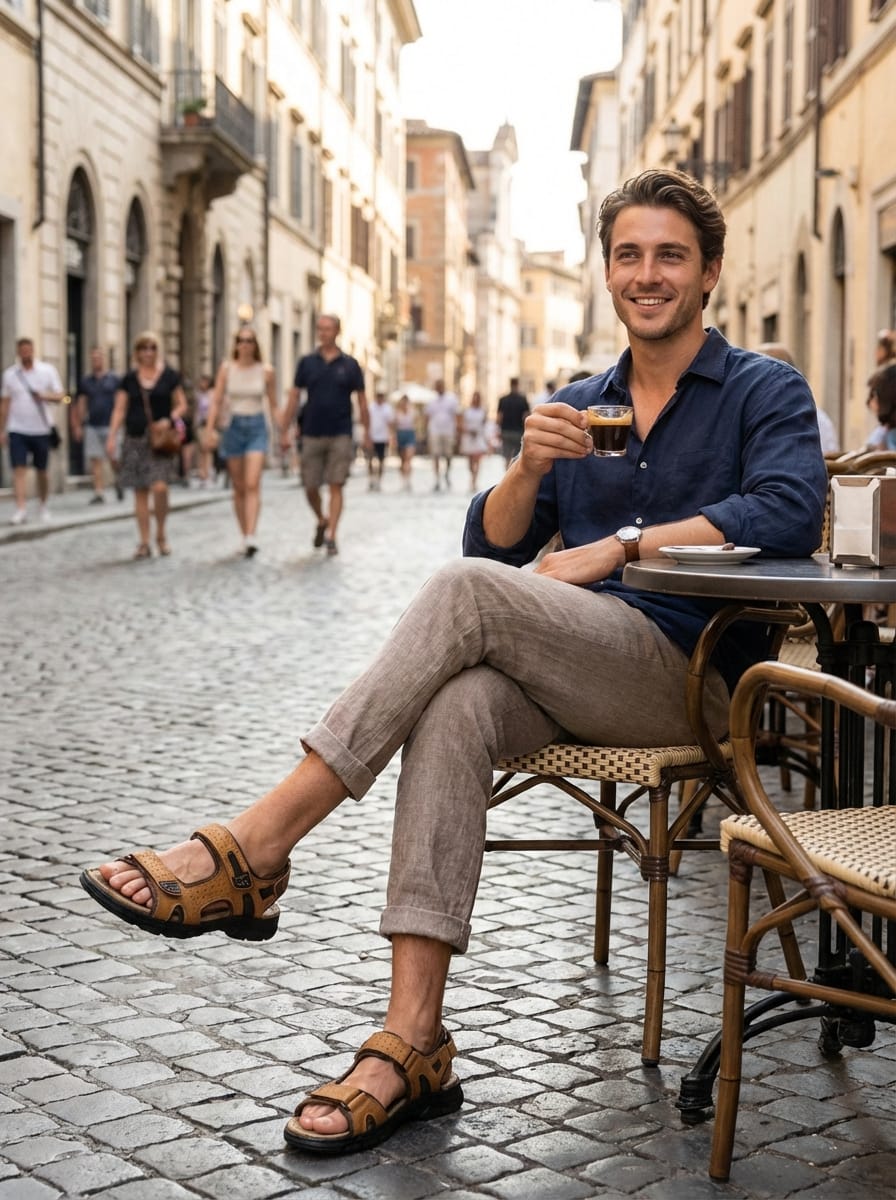 Men’s Adjustable Double Strap Sandals | Open Toe