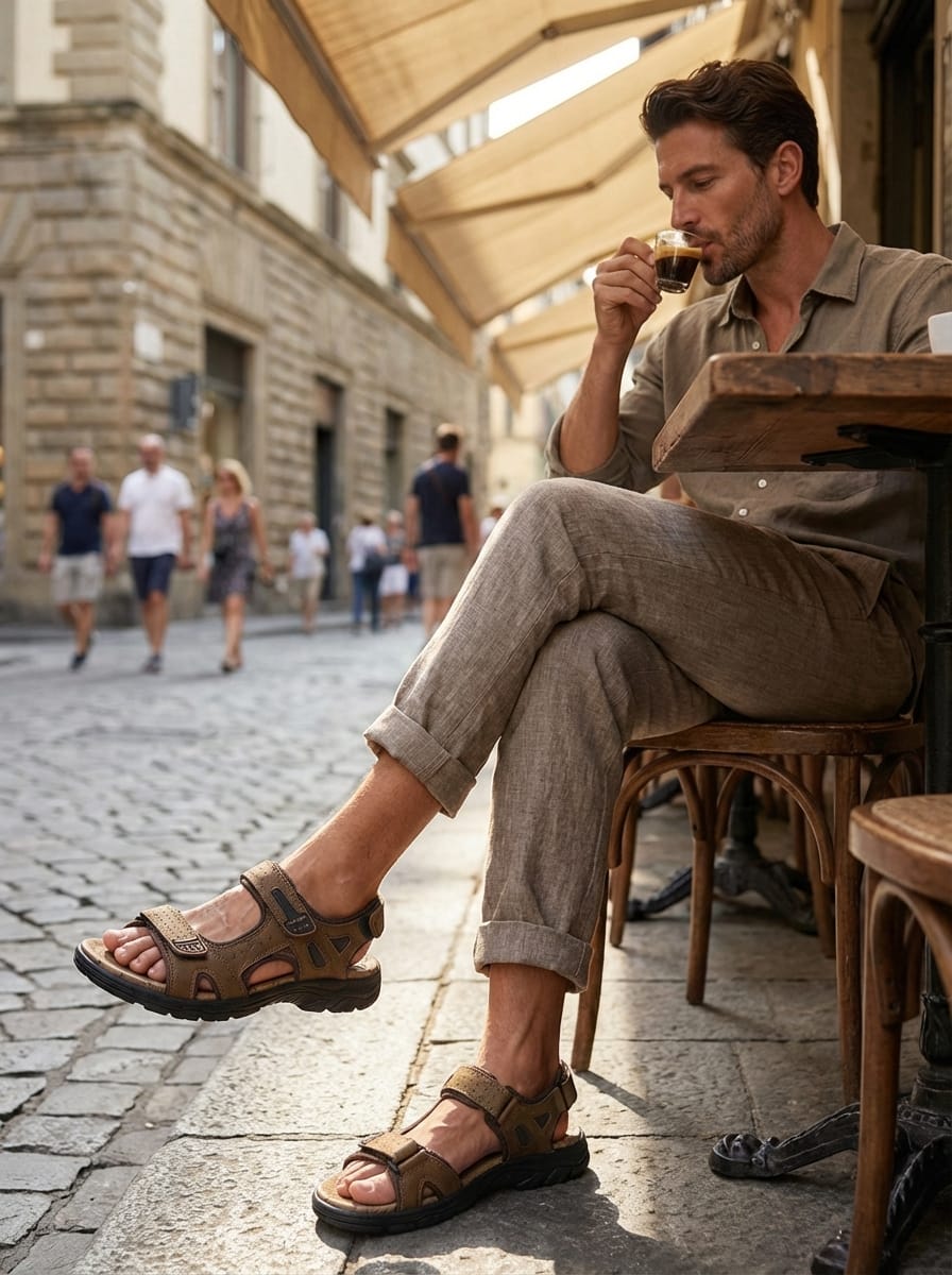 Men’s Adjustable Double Strap Sandals | Open Toe
