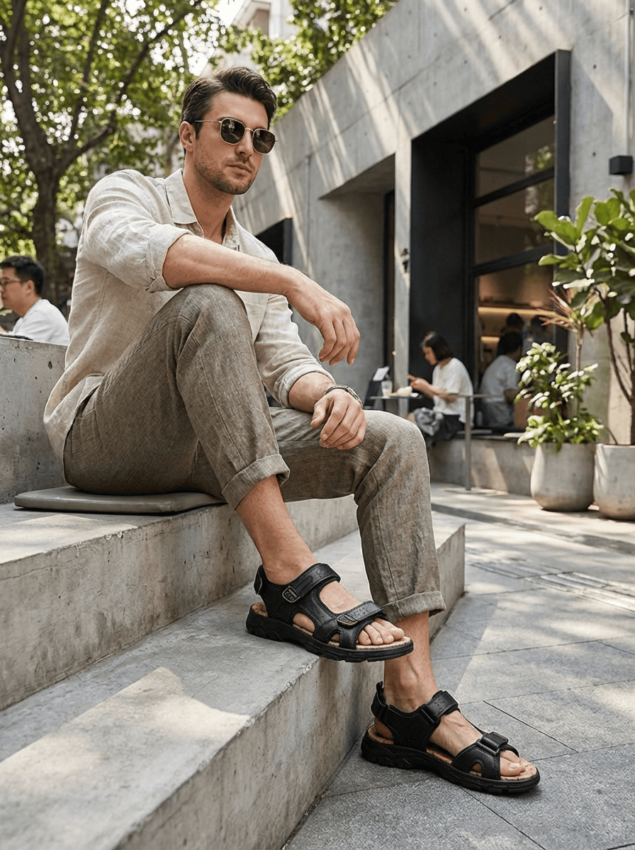 Men’s Adjustable Double Strap Sandals | Open Toe