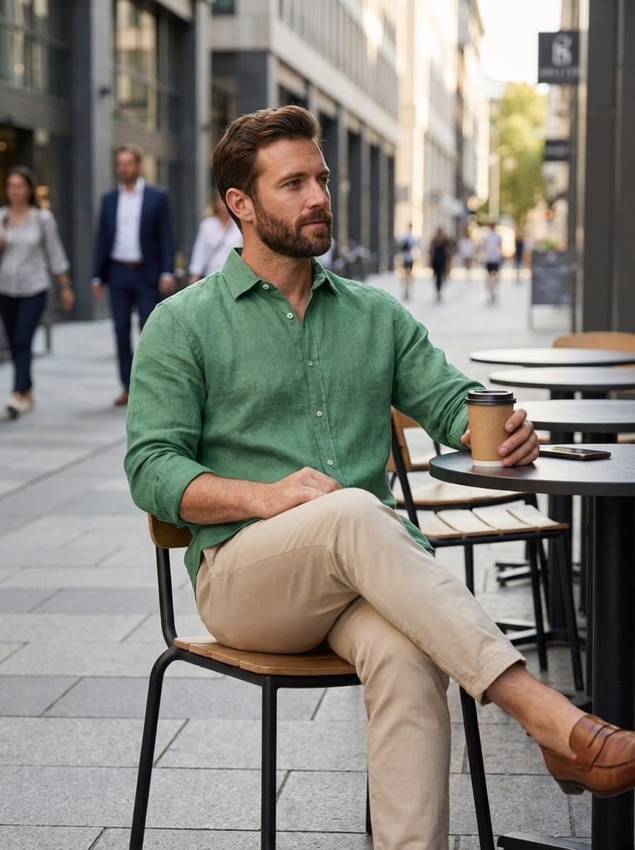 Men’s Collared Long Sleeves Button Front Casual Shirt | Slim Fit