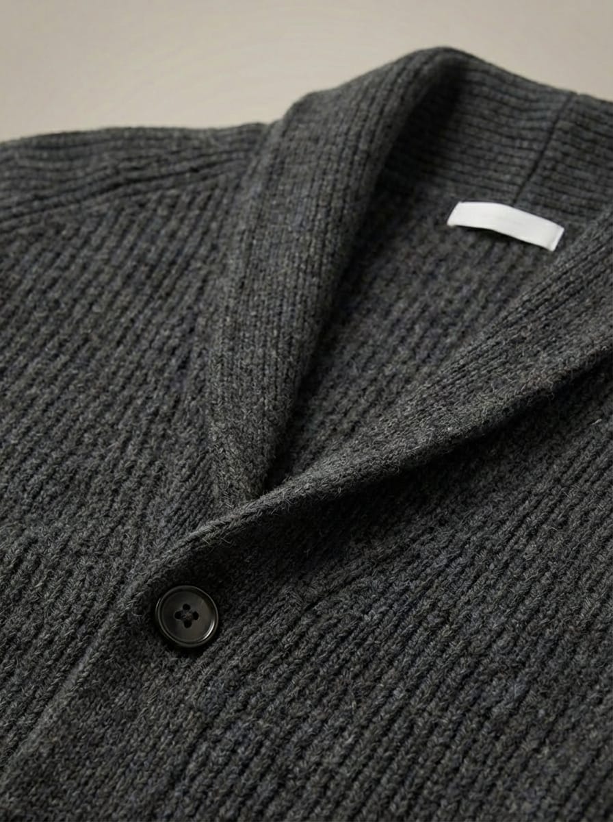 Men’s Collared Ribbed Knit Cardigan | Button Up
