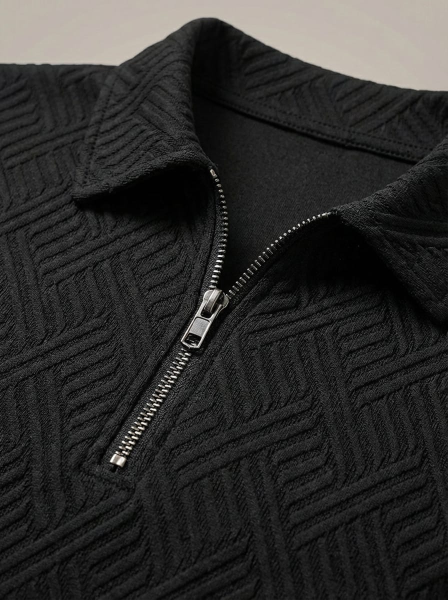 Men’s Geometric Textured Co-Ord Set | Slim Fit
