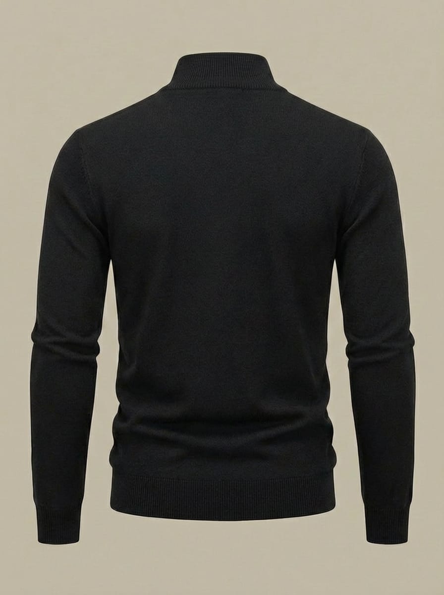 Men’s High Neck Long Sleeves Quarter Zip Ribbed Knit Sweater | Slim Fit