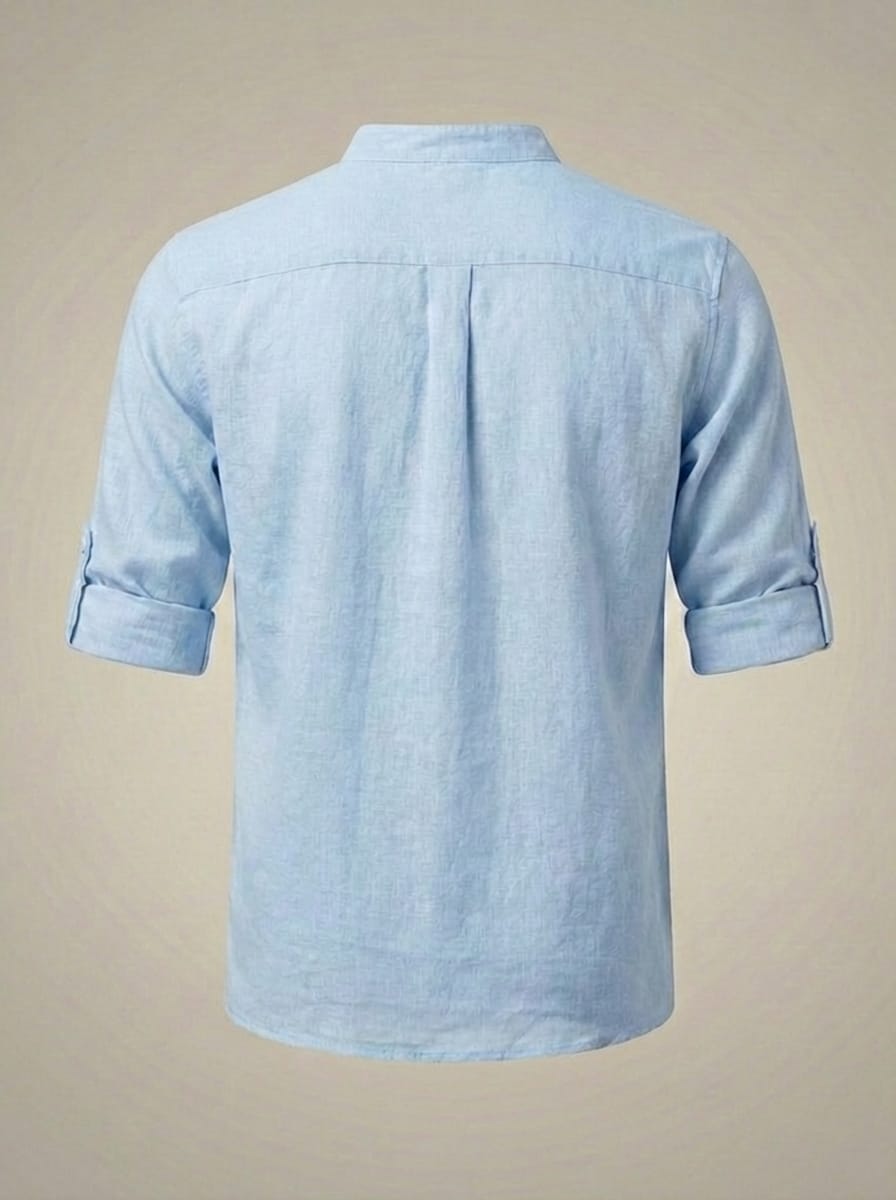 Men’s Mandarin Collar Rolled Sleeves Shirt | Casual