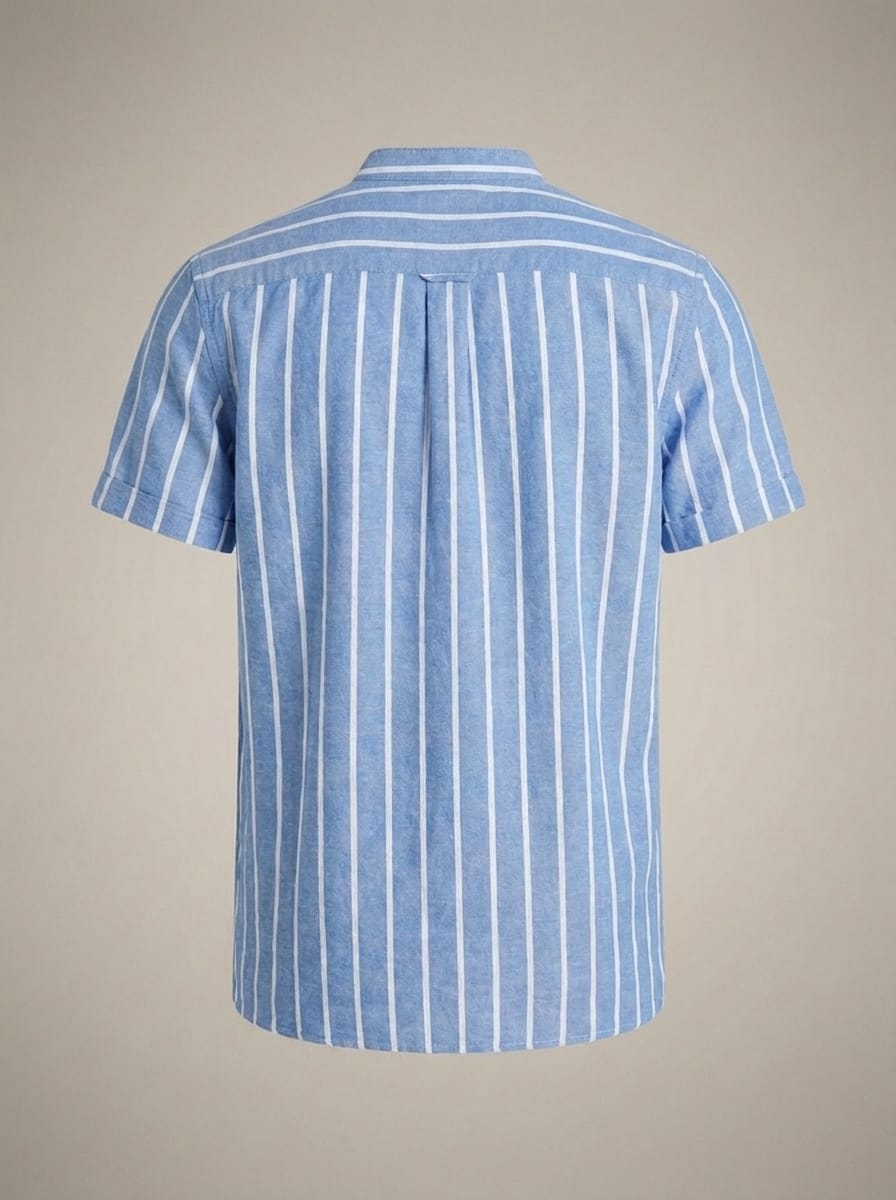 Men’s Mandarin Collar Striped Short Sleeve Shirt | Casual