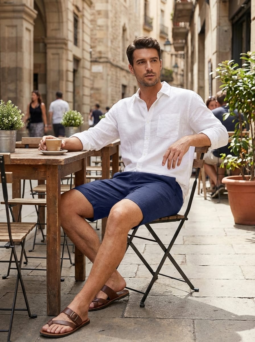 Men's Slim Fit Button Closure Summer Shorts | Side Pockets