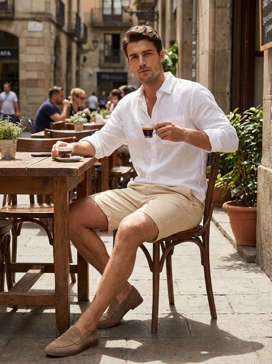 Men's Slim Fit Button Closure Summer Shorts | Side Pockets