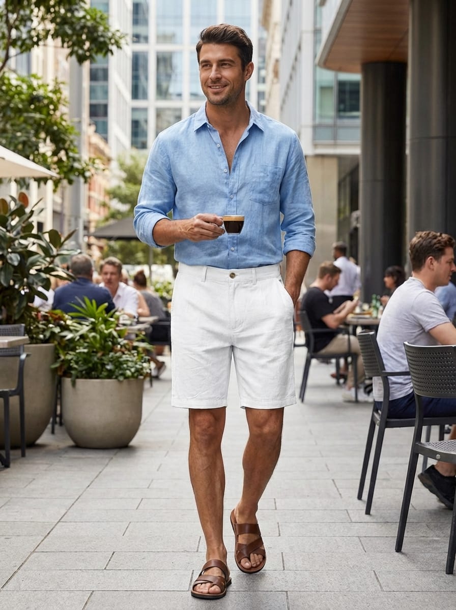 Men's Slim Fit Button Closure Summer Shorts | Side Pockets