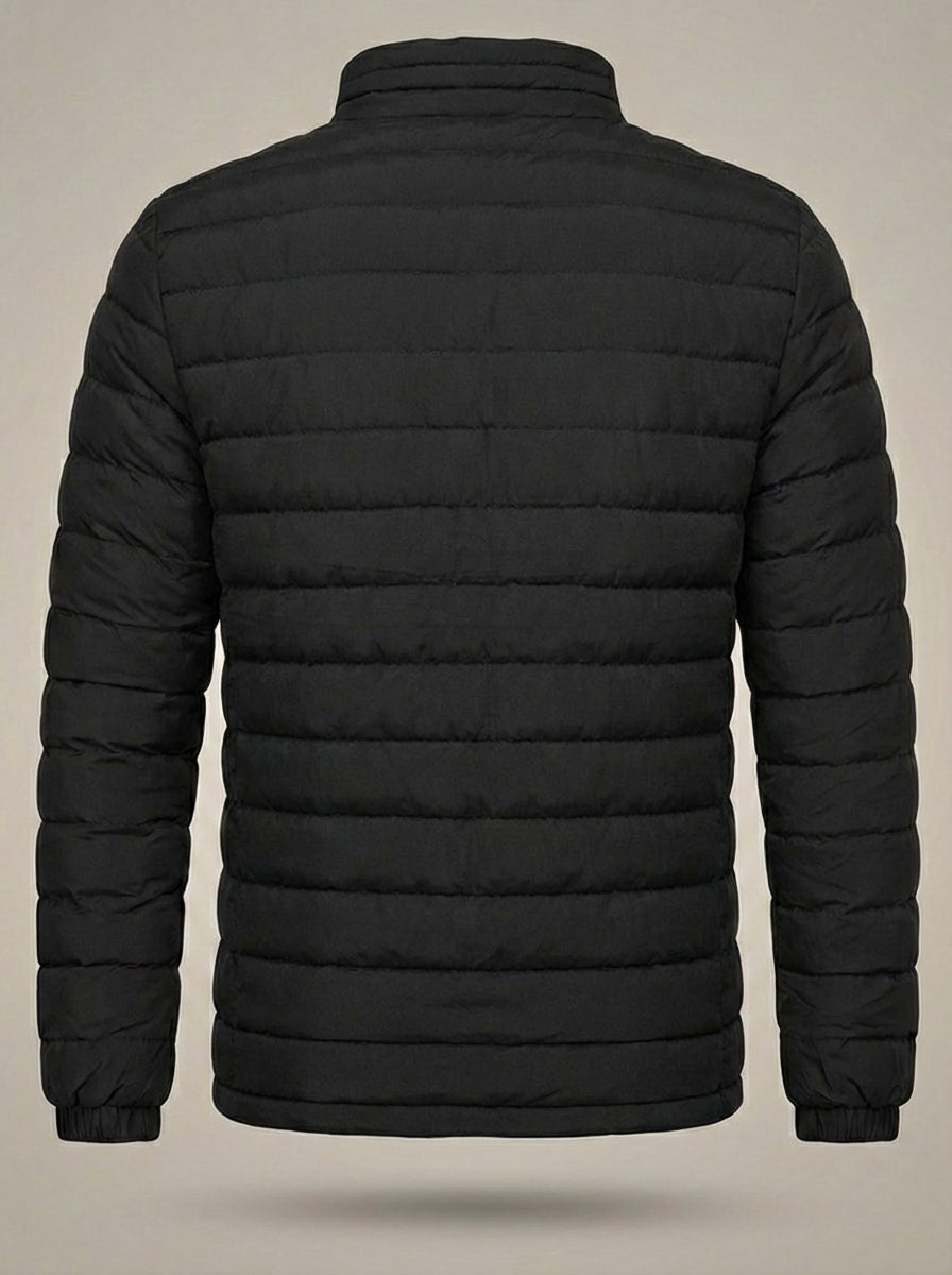 Men's Stand Collar Quilted Zip-Up Jacket | Puffer