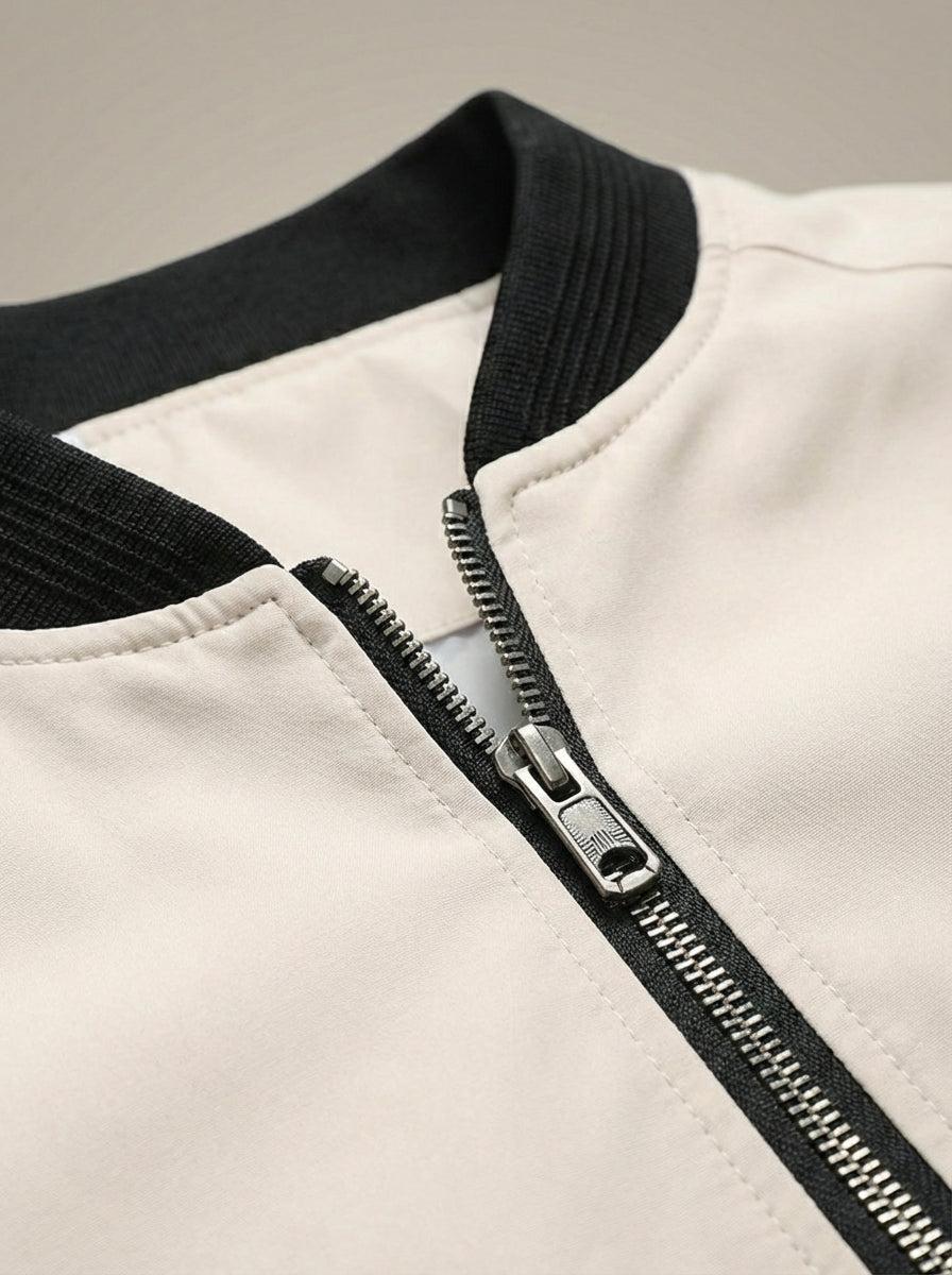 Men’s Stand Collar Zip Up Bomber Jacket | Sleeve Pocket