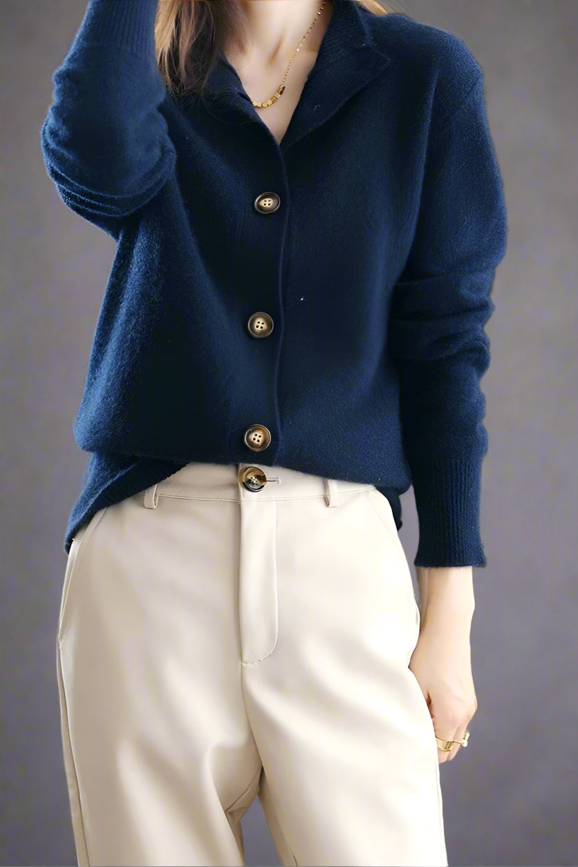 Women’s Button Cardigan | High Neck Knitted