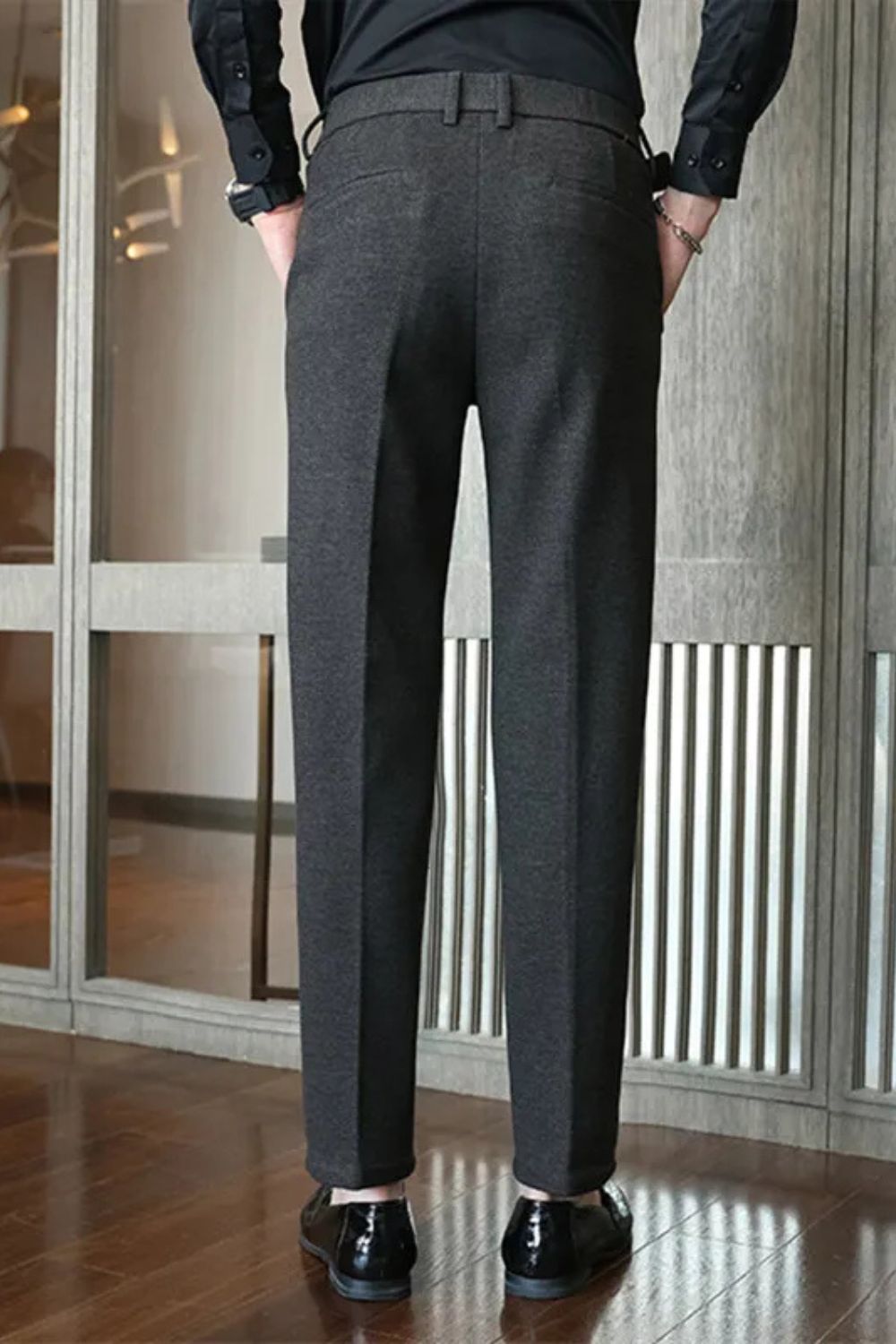 Men's Trousers | Slim Fit Herringbone Smart Casual