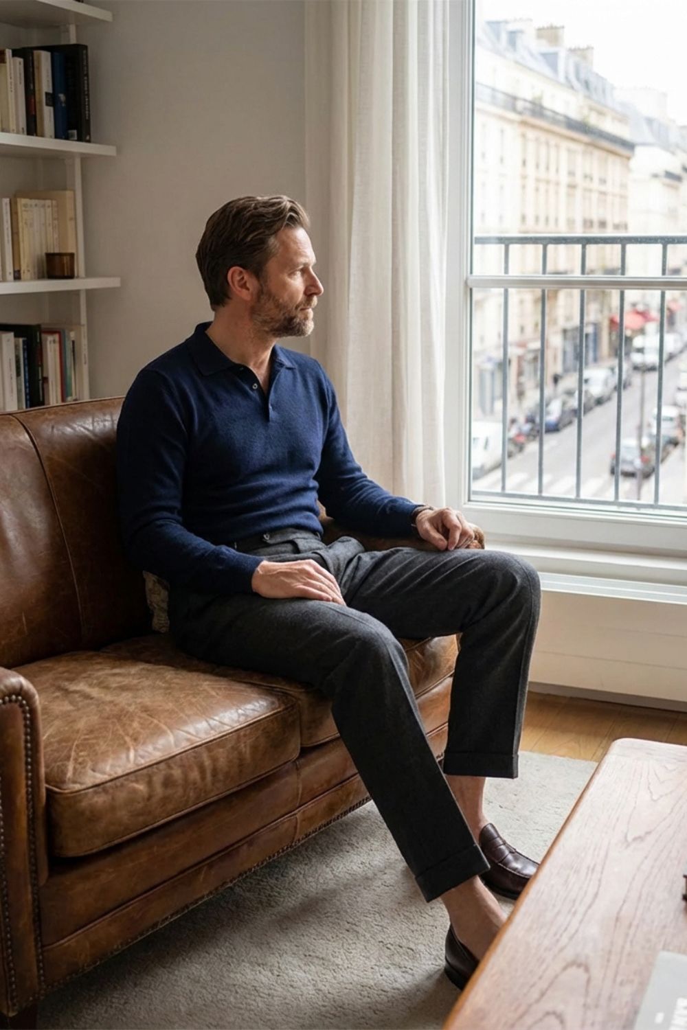 Men's Trousers | Slim Fit Herringbone Smart Casual