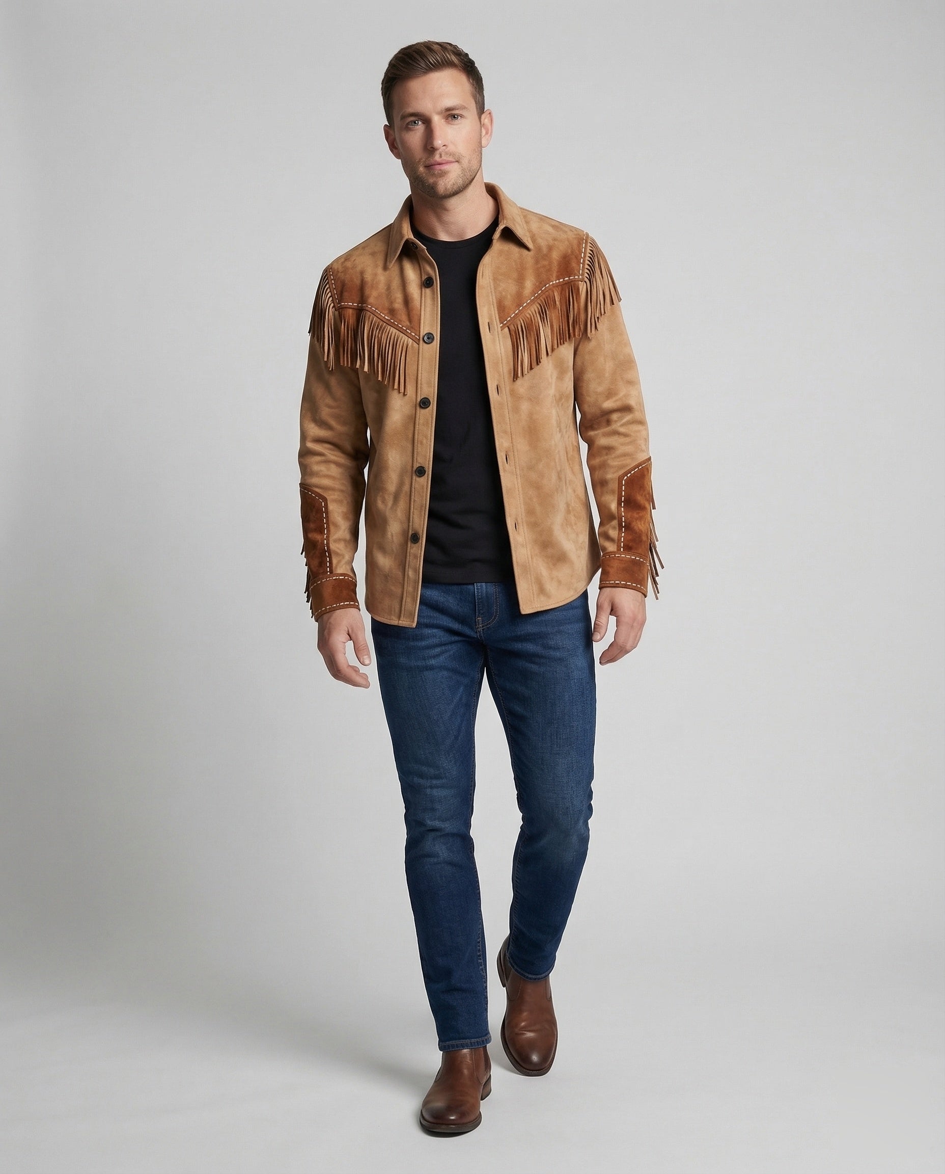 Men's Shirt | Fringes Embroidery Western Style
