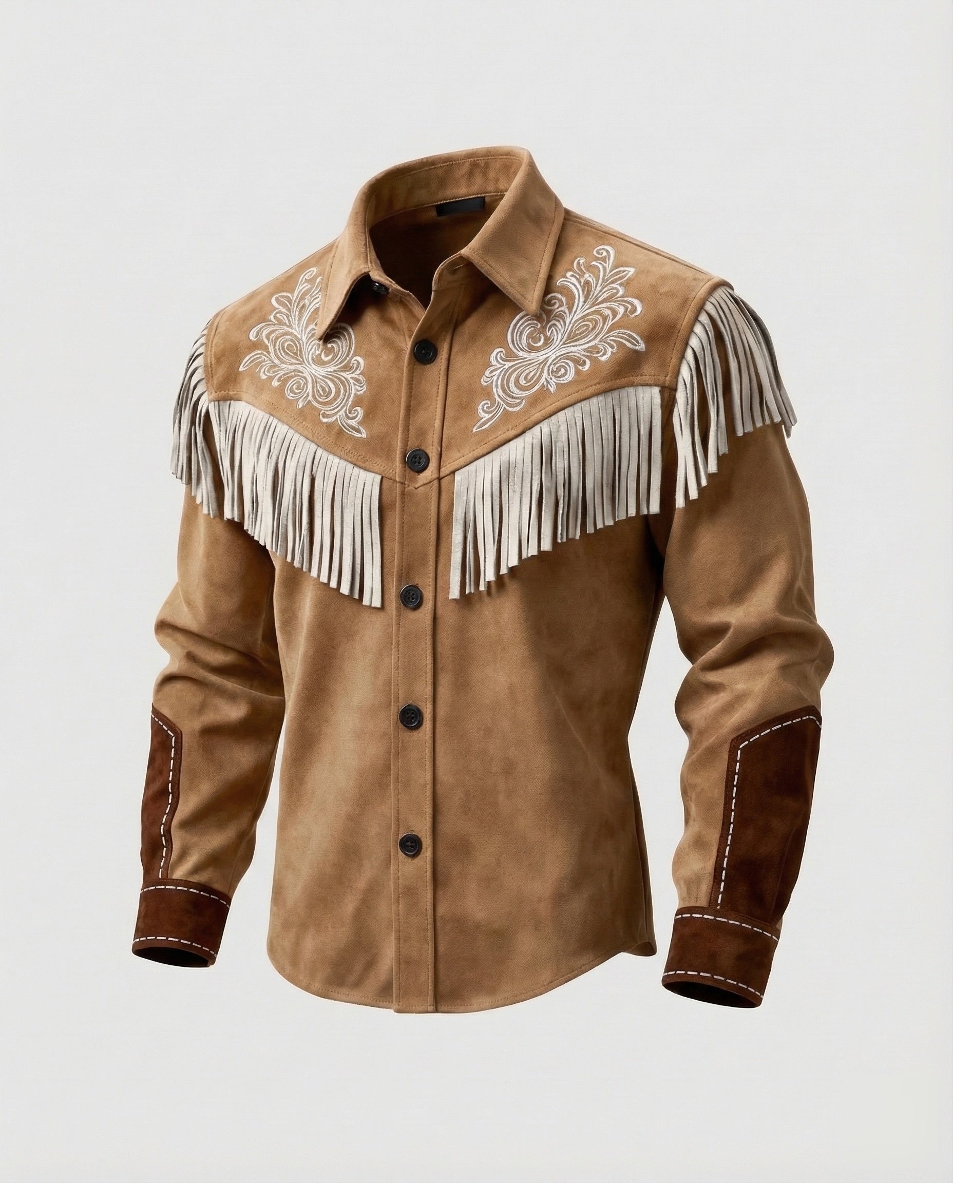Men's Shirt | Fringes Embroidery Western Style