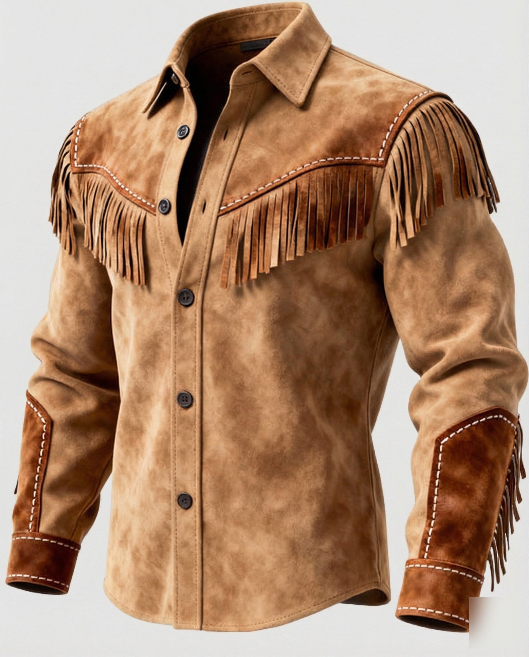Men's Shirt | Fringes Embroidery Western Style