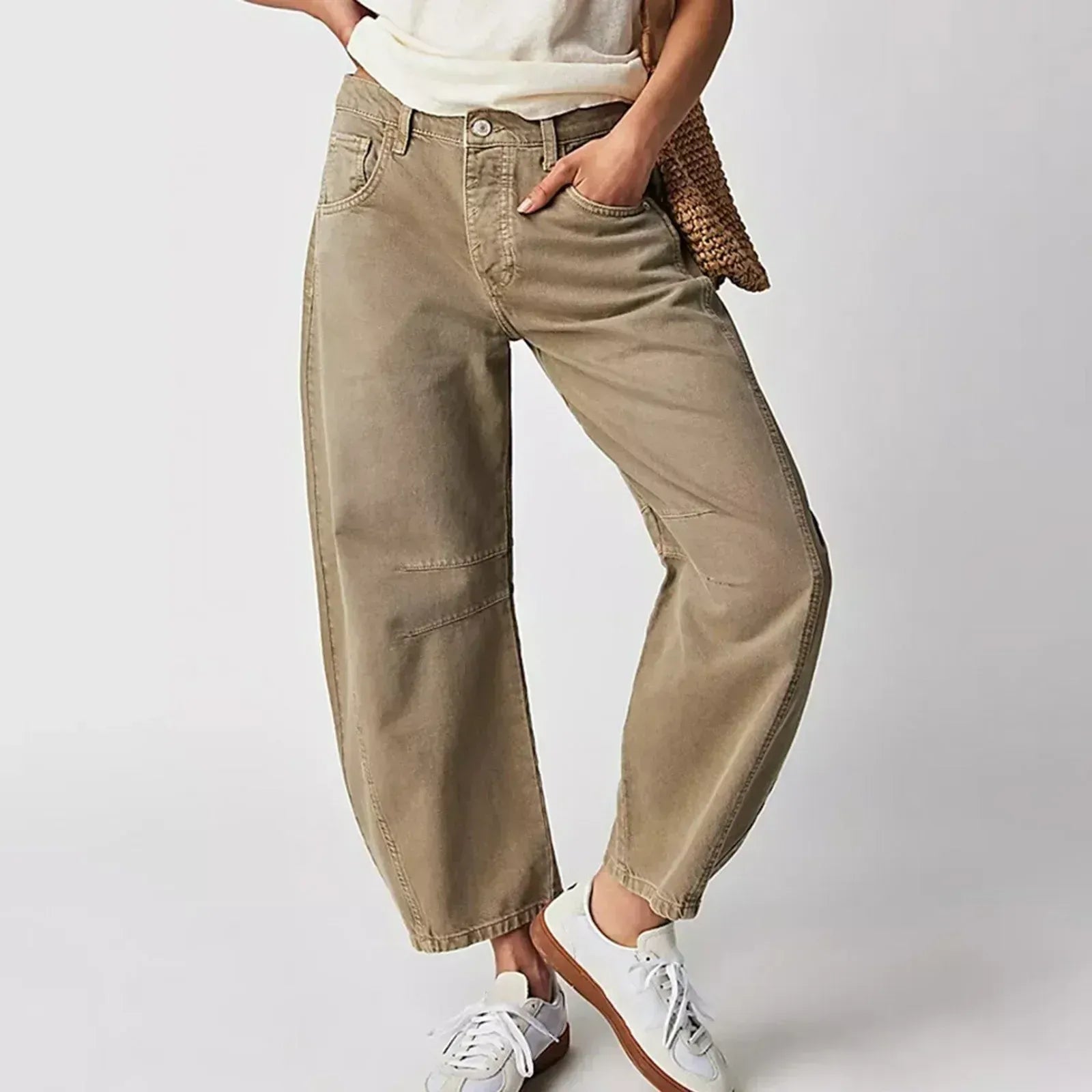 Women's Barrel Jeans | High Waist & Garment-Washed Finish