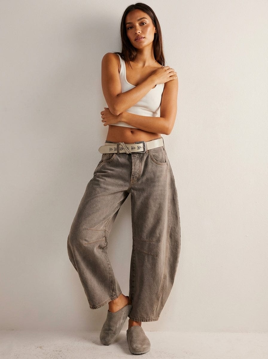 Women's Barrel Jeans | High Waist & Garment-Washed Finish