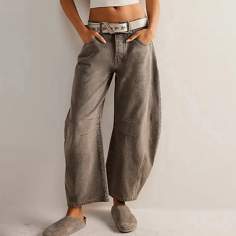 Women's Barrel Jeans | High Waist & Garment-Washed Finish